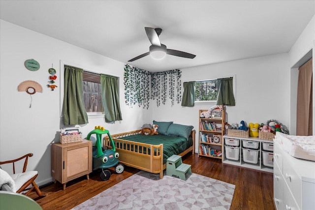 3818 Granada Dr, Chattanooga, TN 37411 - bedroom featuring dark wood finished floors and ceiling fan