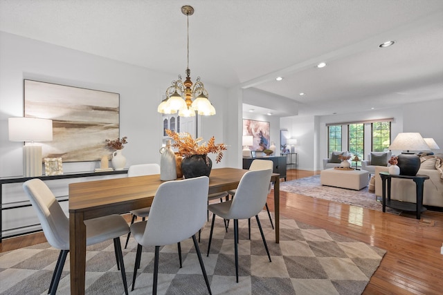 9240 Shay Cv, Ooltewah, TN 37363 - dining area featuring hardwood / wood-style flooring, a chandelier, and recessed lighting