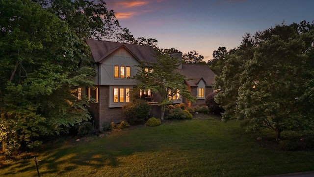 9240 Shay Cv, Ooltewah, TN 37363 - view of front facade with a front lawn and a chimney
