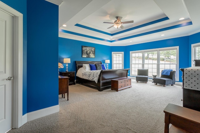 bedroom featuring crown molding and carpet flooring
