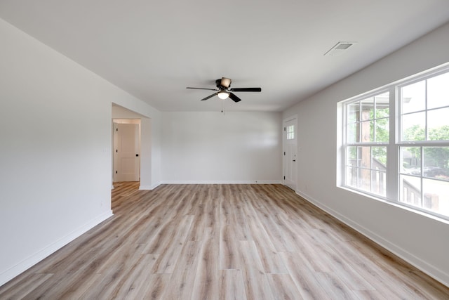 378 Warren St, Rossville, GA 30741 - empty room featuring baseboards, ceiling fan, visible vents, and light wood-type flooring