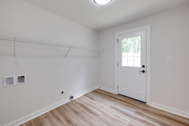378 Warren St, Rossville, GA 30741 - laundry room with light wood finished floors, electric dryer hookup, laundry area, washer hookup, and baseboards