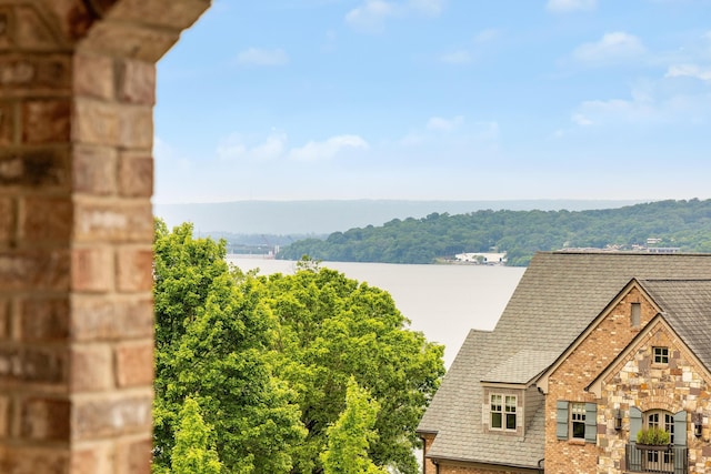 property view of water with a view of trees