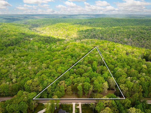 bird's eye view featuring a forest view