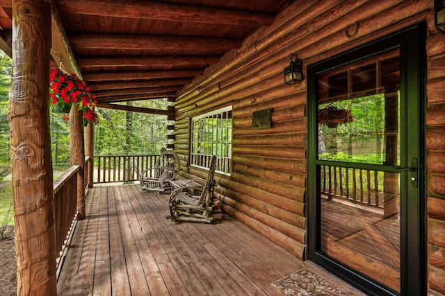 deck with a porch