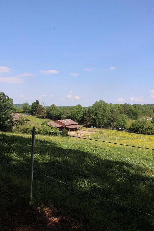 view of yard with fence and a rural view