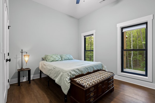 490 Moonlight Ln, Jasper, TN 37347 - bedroom featuring dark wood-type flooring, baseboards, and ceiling fan