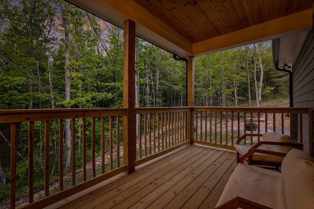 490 Moonlight Ln, Jasper, TN 37347 - wooden terrace with a wooded view