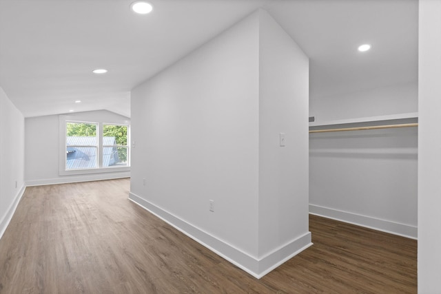 2917 Crescent Cir, Chattanooga, TN 37407 - hallway with baseboards, recessed lighting, wood finished floors, and vaulted ceiling