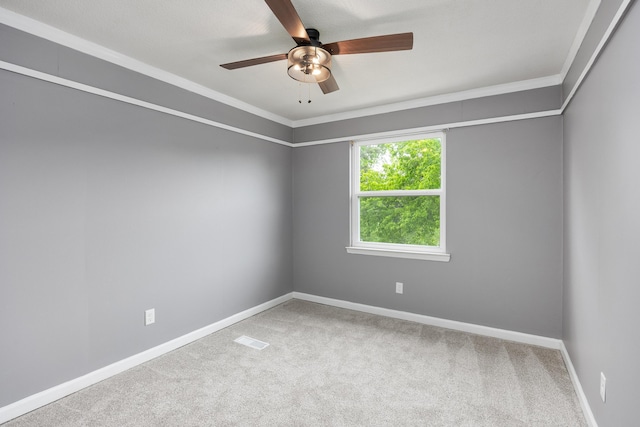 1852 N Prairie Cir, Hixson, TN 37343 - empty room featuring ceiling fan, carpet floors, baseboards, and crown molding