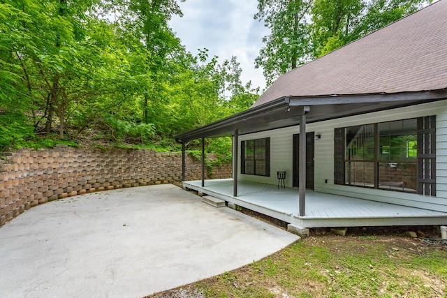 view of patio featuring a deck