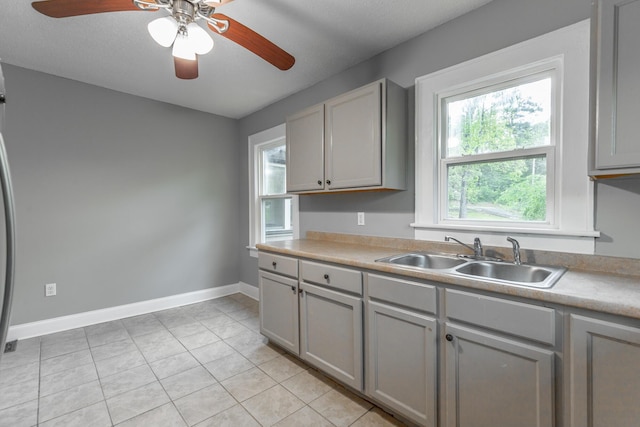 1812 John Ross Rd, Chattanooga, TN 37412 - kitchen featuring a sink, gray cabinets, and light tile patterned floors