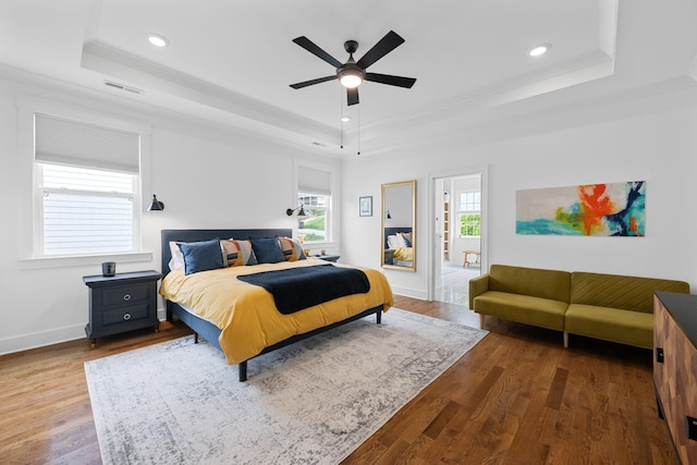 613 Ladd Ave, Chattanooga, TN 37405 - bedroom featuring a raised ceiling, recessed lighting, wood finished floors, and visible vents