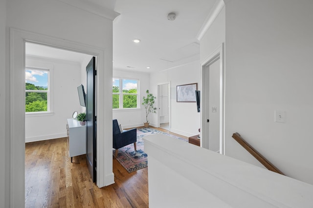 613 Ladd Ave, Chattanooga, TN 37405 - corridor featuring baseboards, recessed lighting, and wood finished floors