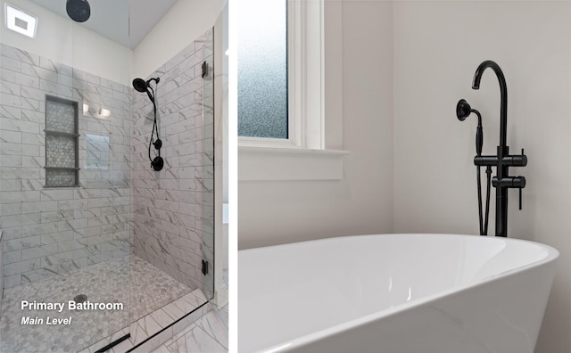 6949 Sawyer Rd, Signal Mountain, TN 37377 - bathroom with a soaking tub and a stall shower