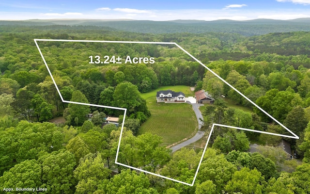 6949 Sawyer Rd, Signal Mountain, TN 37377 - aerial overview of property's location with property parcel outlined