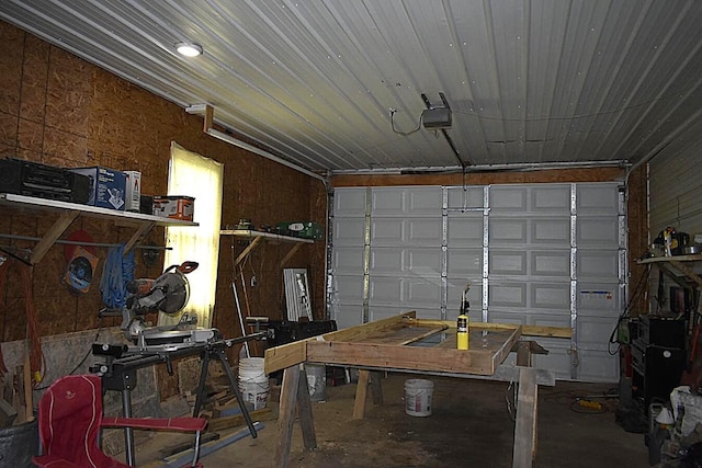 garage with a garage door opener