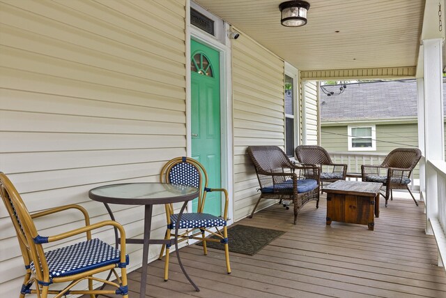deck featuring a porch