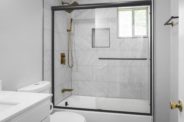 1204 N Long Hollow Rd, Chickamauga, GA 30707 - bathroom featuring toilet, vanity, and combined bath / shower with glass door