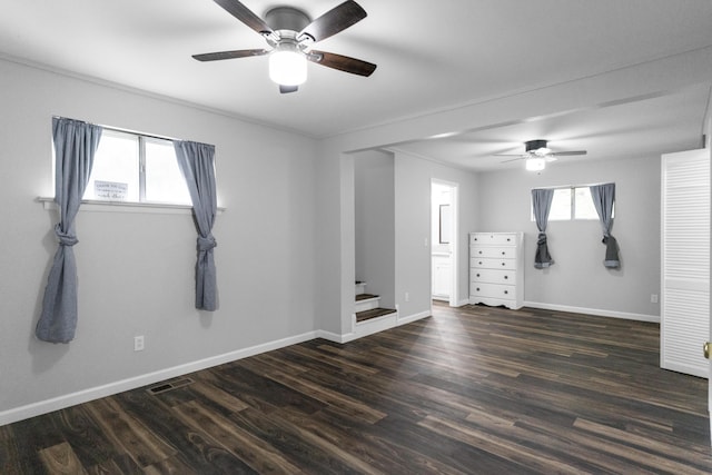 1204 N Long Hollow Rd, Chickamauga, GA 30707 - unfurnished room with a ceiling fan, stairs, wood finished floors, and baseboards