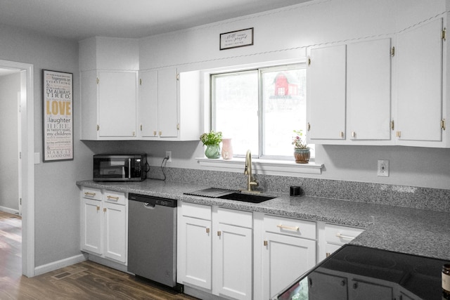 1204 N Long Hollow Rd, Chickamauga, GA 30707 - kitchen with stainless steel appliances, a sink, and white cabinetry