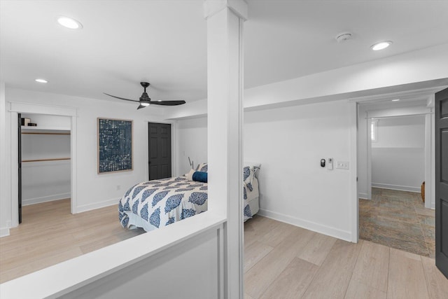 332 Oliver St, Chattanooga, TN 37405 - bedroom with recessed lighting, light wood finished floors, baseboards, and a ceiling fan