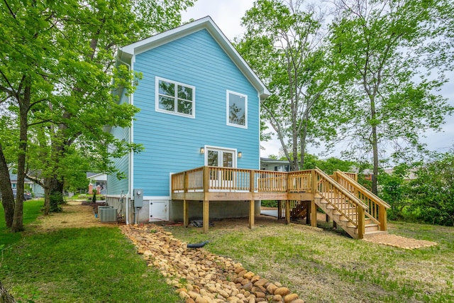 2111 Ivy St, Chattanooga, TN 37404 - back of house featuring a yard, a deck, and stairway