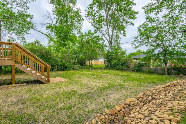 2111 Ivy St, Chattanooga, TN 37404 - view of yard featuring fence, a deck, and stairway