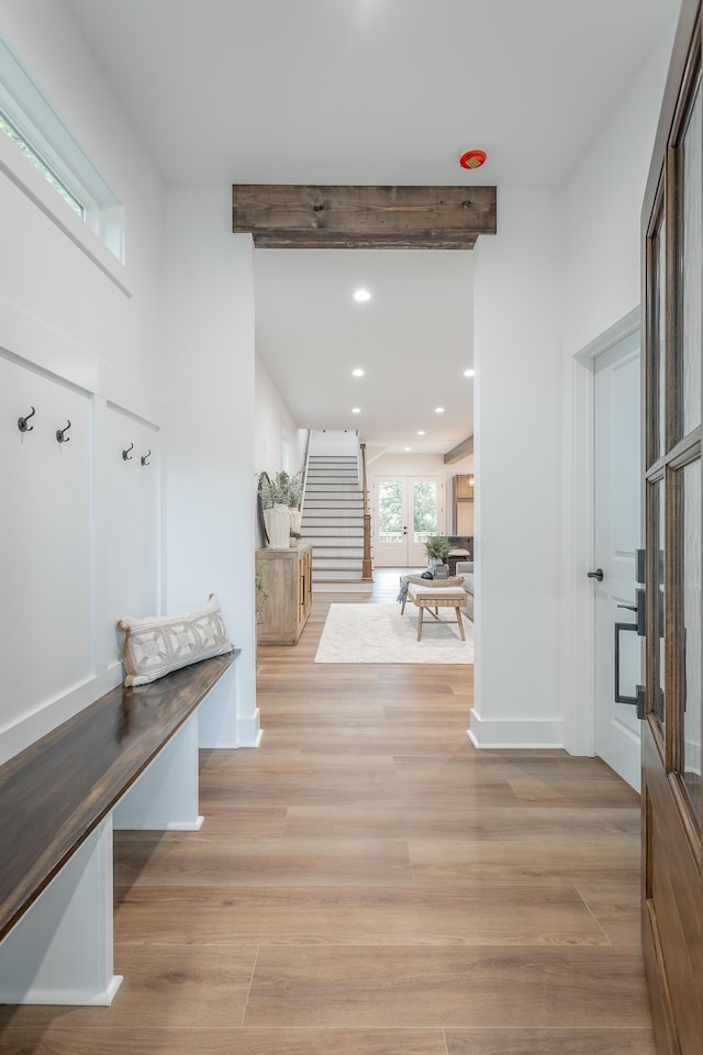 2111 Ivy St, Chattanooga, TN 37404 - mudroom with light wood-style floors and recessed lighting