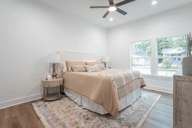 2111 Ivy St, Chattanooga, TN 37404 - bedroom with recessed lighting, baseboards, ceiling fan, and wood finished floors