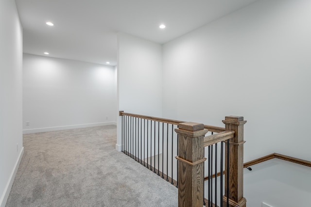 2111 Ivy St, Chattanooga, TN 37404 - hall with carpet floors, baseboards, recessed lighting, and an upstairs landing