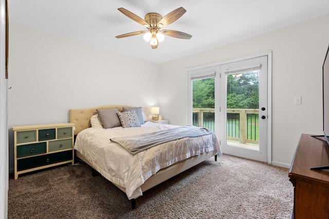 7403 Flagstone Dr, Ooltewah, TN 37363 - bedroom with baseboards, carpet, a ceiling fan, and access to exterior