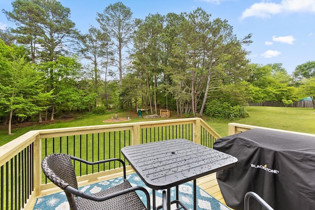 7403 Flagstone Dr, Ooltewah, TN 37363 - deck featuring grilling area and a lawn
