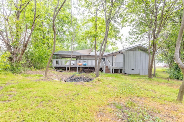 view of yard featuring a deck