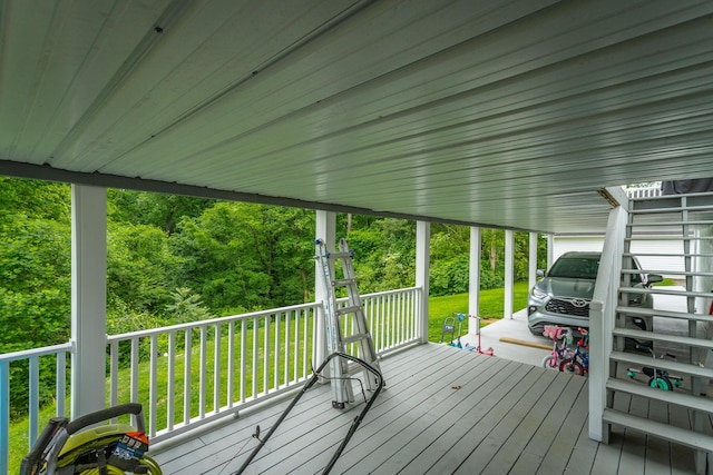 deck with a lawn