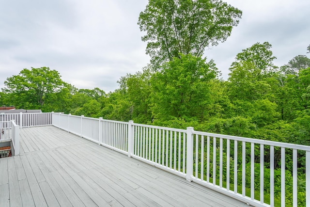 deck with a view of trees