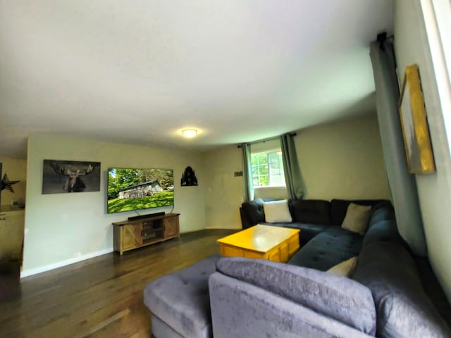 living room featuring baseboards and wood finished floors