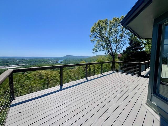 deck with a mountain view