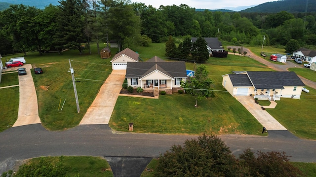 aerial view featuring a mountain view