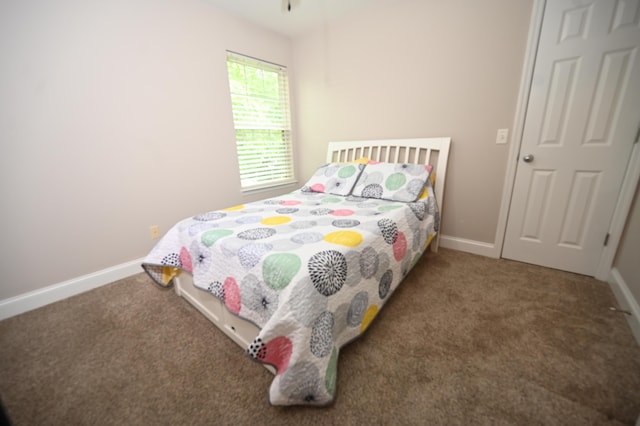 bedroom featuring baseboards and carpet