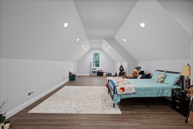 234 Reflection Dr, Dunlap, TN 37327 - bedroom with vaulted ceiling, wood finished floors, baseboards, and recessed lighting