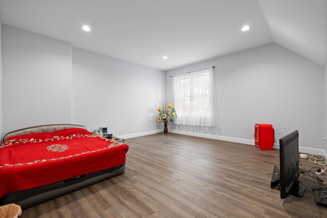 234 Reflection Dr, Dunlap, TN 37327 - bedroom with wood finished floors, baseboards, recessed lighting, and vaulted ceiling