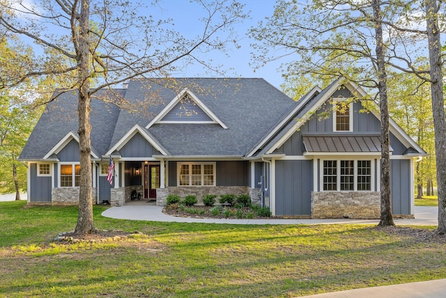 234 Reflection Dr, Dunlap, TN 37327 - craftsman inspired home with stone siding, board and batten siding, a shingled roof, and a front yard
