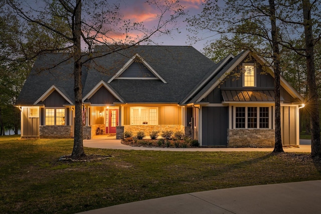 234 Reflection Dr, Dunlap, TN 37327 - craftsman inspired home featuring board and batten siding, stone siding, and a front lawn