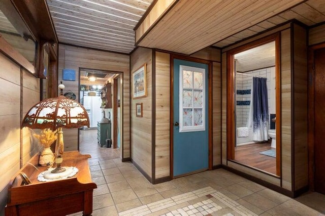 292 Hilltop Cir, Spring City, TN 37381 - hall featuring wooden walls and light tile patterned floors