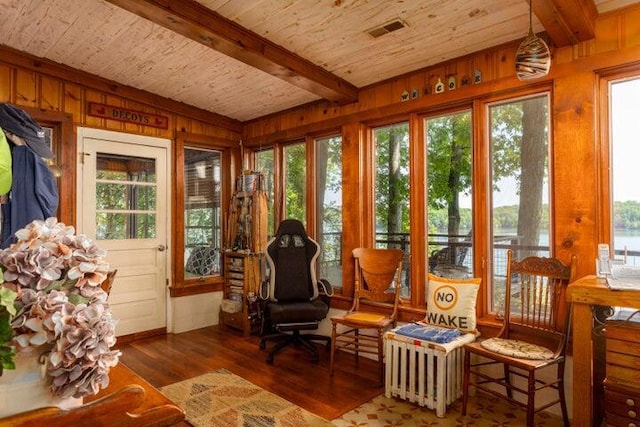 292 Hilltop Cir, Spring City, TN 37381 - sunroom with wood walls, a wealth of natural light, wood ceiling, and wood finished floors