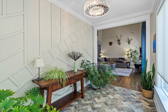 1383 Carrington Way, Chattanooga, TN 37405 - interior space featuring a chandelier, ornamental molding, and wood finished floors