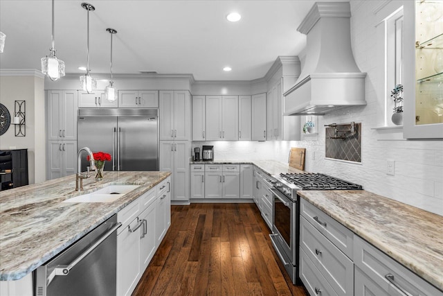 1383 Carrington Way, Chattanooga, TN 37405 - kitchen with high quality appliances, tasteful backsplash, custom exhaust hood, and a sink