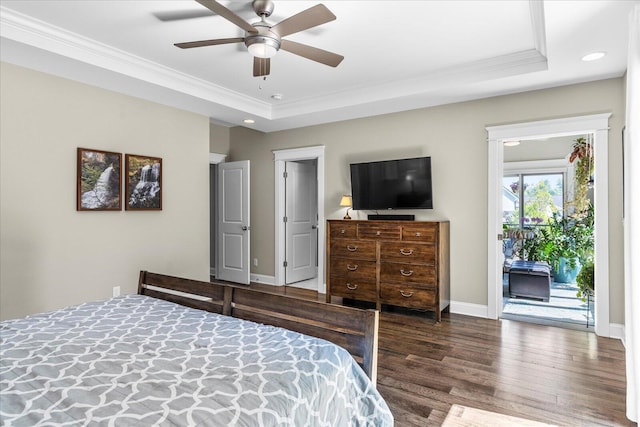 1383 Carrington Way, Chattanooga, TN 37405 - bedroom with recessed lighting, a raised ceiling, crown molding, and wood finished floors