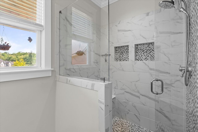 1383 Carrington Way, Chattanooga, TN 37405 - bathroom with crown molding and a shower stall